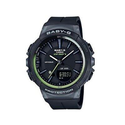 Casio Baby-G BGS Step Tracker Analog-Digital Black x Neon Green Accents  Watch BGS100-1ADR