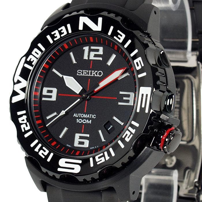 Seiko Field Monster Automatic 100M Men s Black PVD Stainless Strap