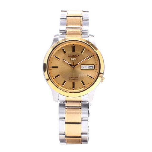 Seiko 5 Classic Mens Size Gold Dial 2 Tone Gold Plated Stainless Steel Strap Watch SNK792K1 - Diligence1International