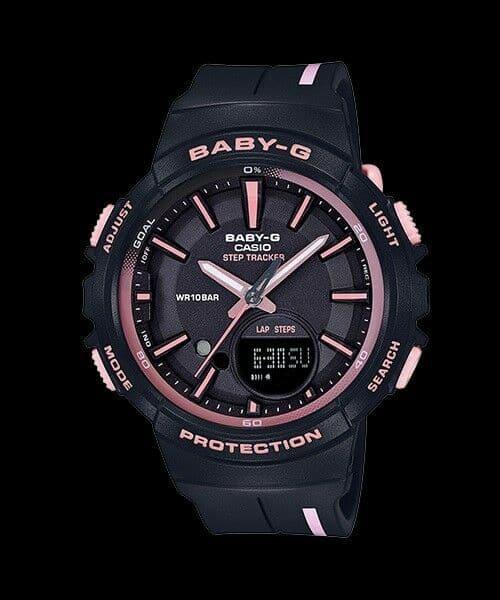 Casio Baby-G BGS Step Tracker Analog-Digital Black x Pink Accents Watch BGS100RT-1ADR - Diligence1International