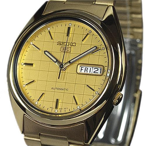 Seiko 5 Classic Mens Size Gold Dial & Plated Stainless Steel Strap Watch SNXL72K1 - Diligence1International