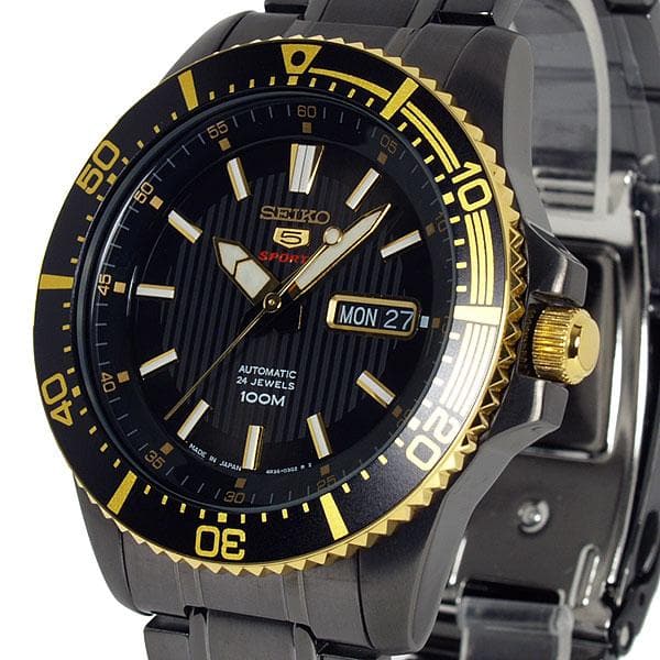 Seiko 5 Sports JAPAN Made 100M Black Ion Plated Automatic Men's Watch SRP558J1 - Diligence1International
