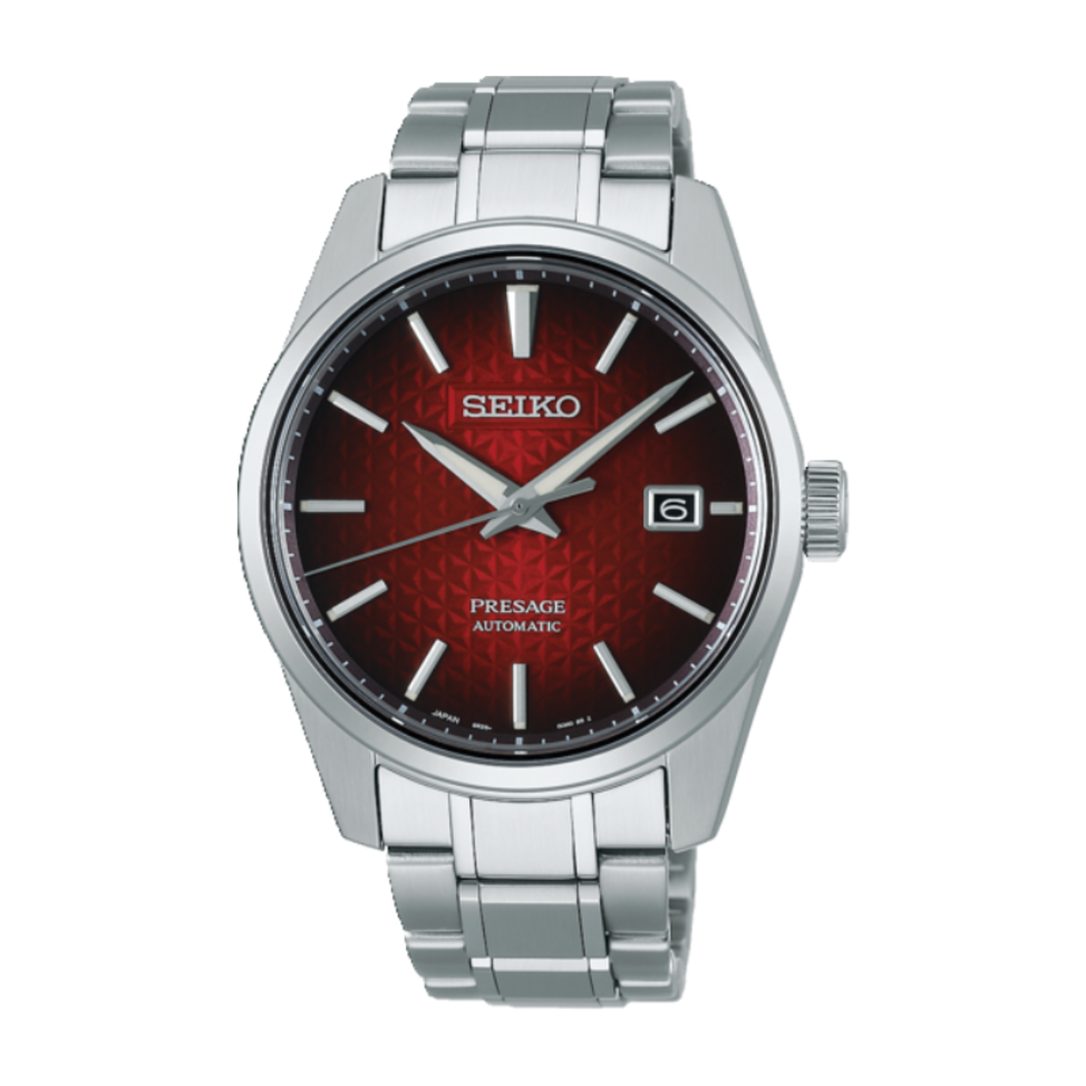 Seiko Japan Made Presage Sharp Edged Series Ruby Red Men's Stainless Steel Watch SPB227J1