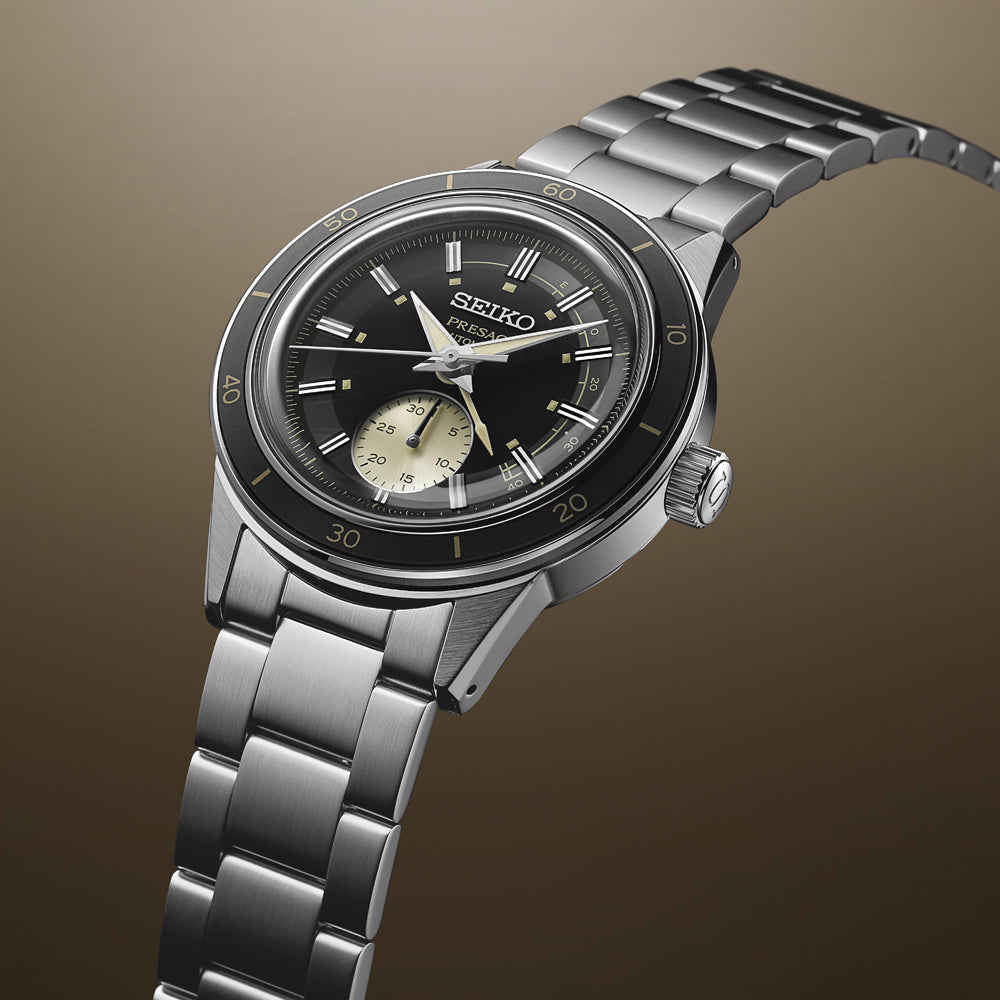 Seiko Presage Style 60 Black Men's Stainless Steel Watch w/ Pow. Res. Indicator SSA449J1