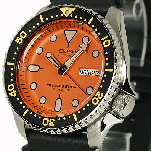 Seiko Japan Made Orange SKX 200M Diver's Men's Rubber+Endmill 316L S/S Strap Watch SKX011J1 SET - Diligence1International