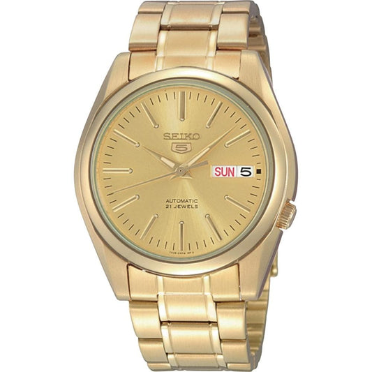 Seiko 5 Classic Mens Size Gold Dial & Plated Stainless Steel Strap Watch SNKL48K1 - Diligence1International