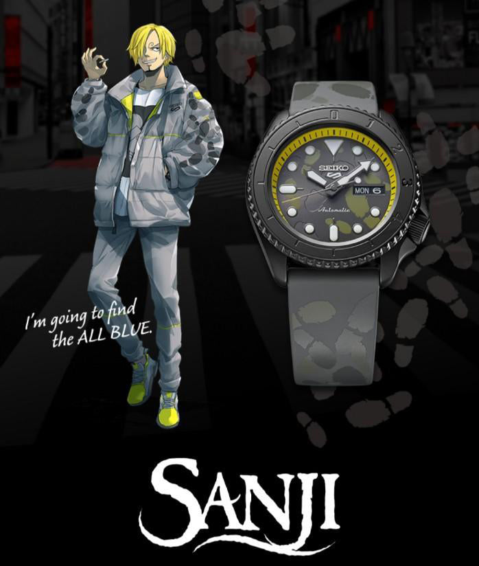 Seiko 5 Sports 100M One Piece x Sanji LE Automatic Men's Watch Grey Dial Rubber SRPH69K1
