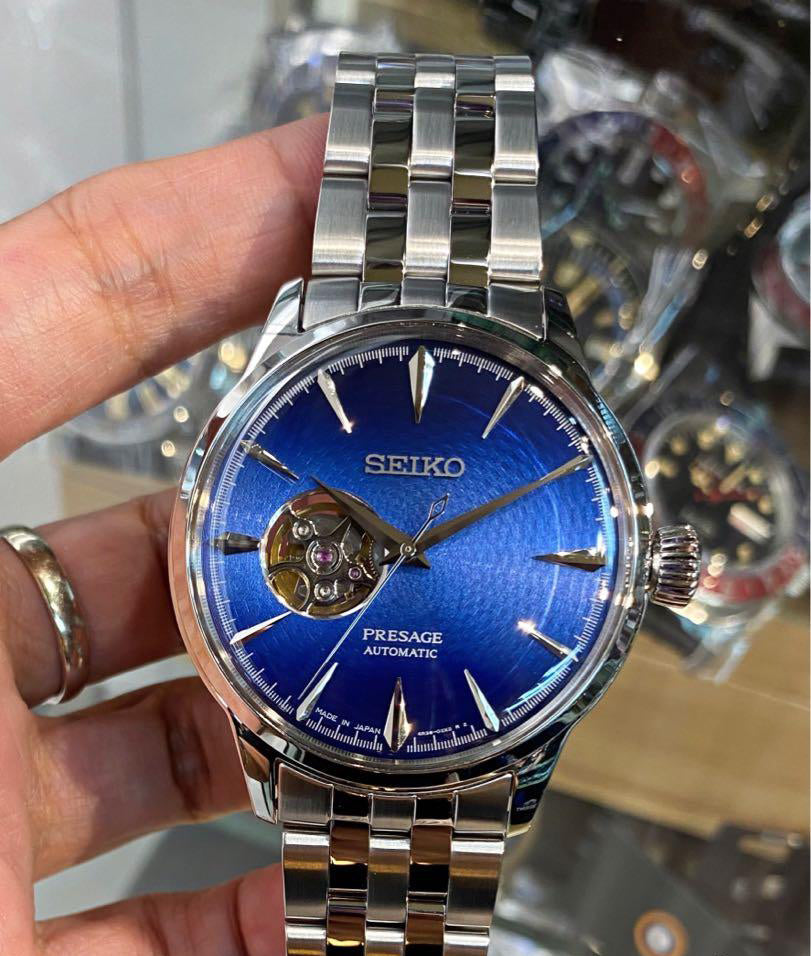 Seiko Presage Cocktail Time Blue Acapulco Open Heart Men's Watch SSA439J1