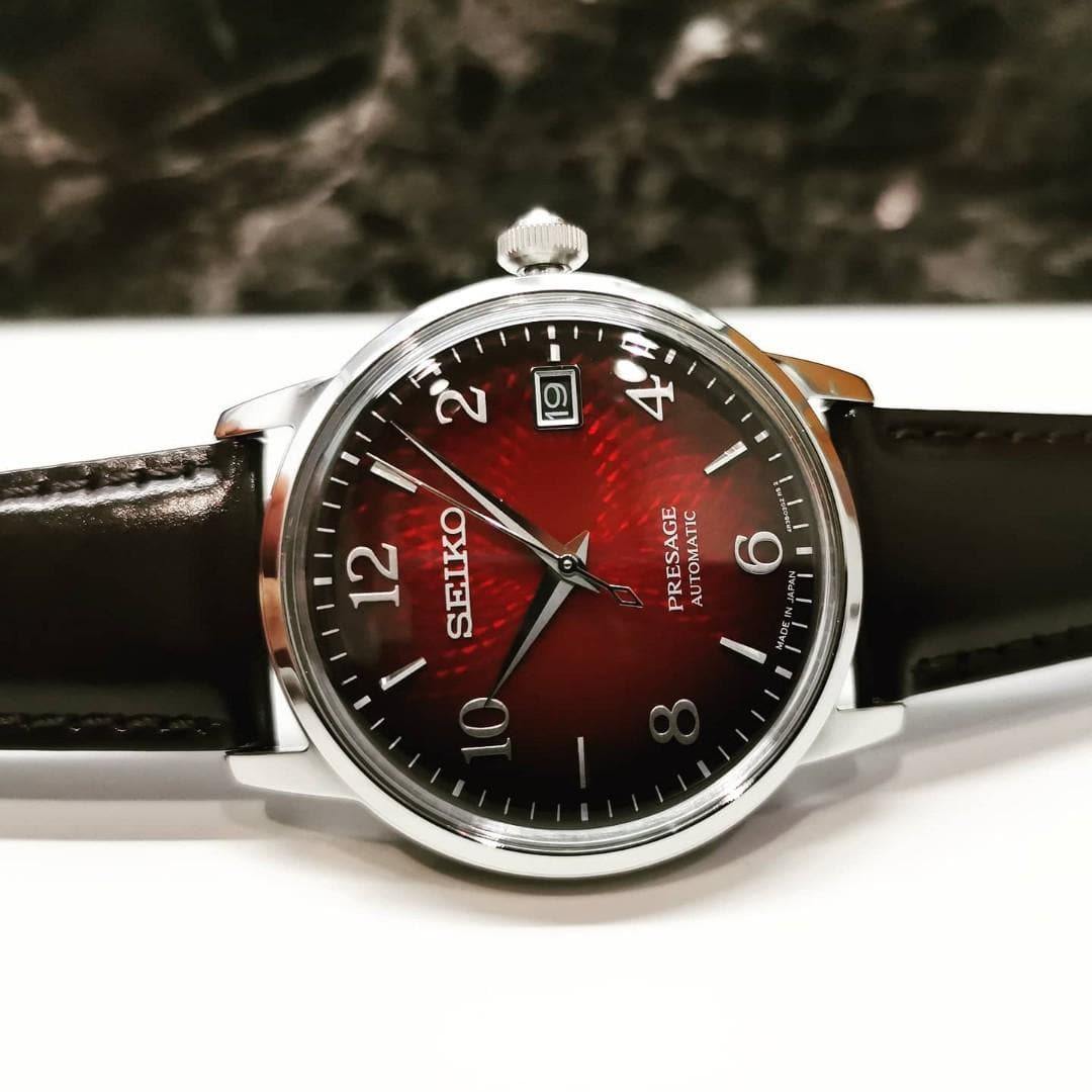 Seiko Presage Cocktail Time The Negroni Red Men's Leather Strap Watch SRPE41J1 - Diligence1International