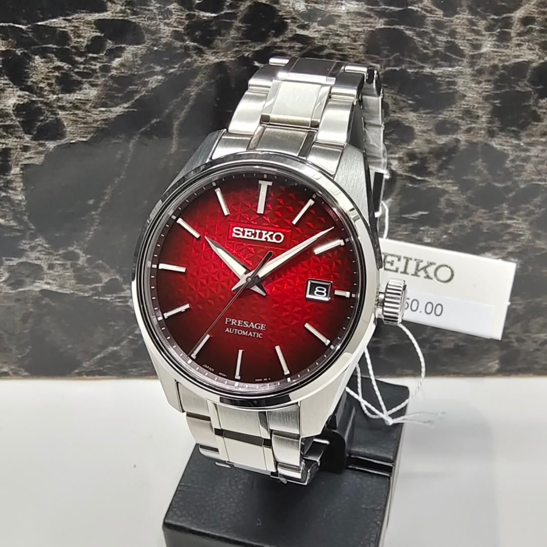 Seiko Japan Made Presage Sharp Edged Series Ruby Red Men's Stainless Steel Watch SPB227J1