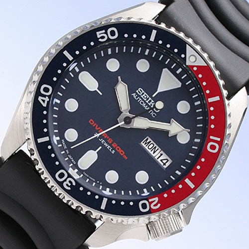 Seiko Japan Made Pepsi SKX 200M Diver's Men's Rubber+Endmill 316L S/S Strap Watch SKX009J1 SET - Diligence1International