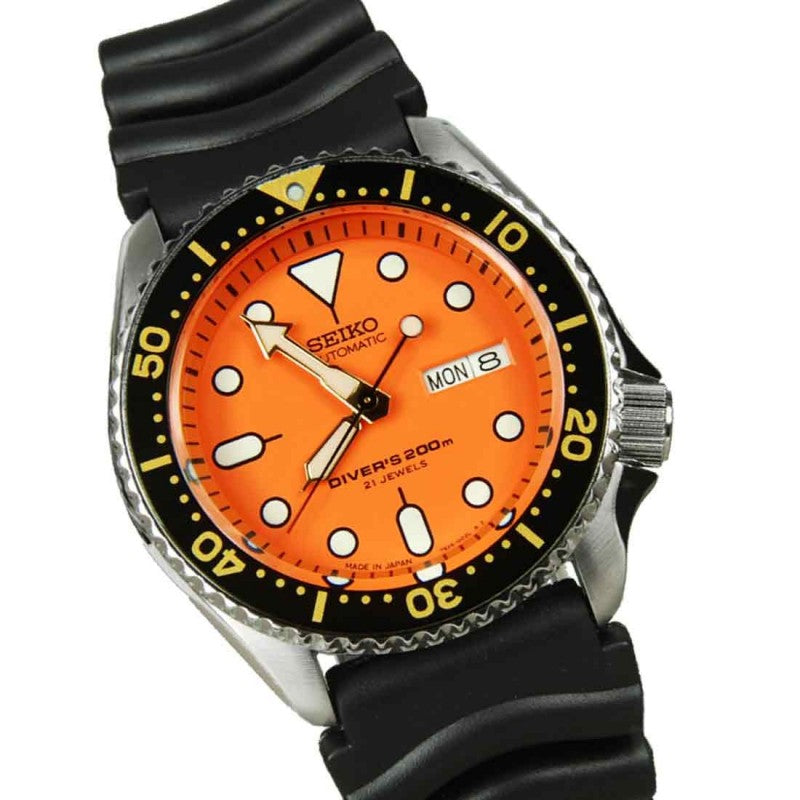 Seiko Japan Made Orange SKX 200M Diver's Men's Rubber+ALL Stainless Steel Jubilee Bracelet Watch SKX011J1 SET - Diligence1International