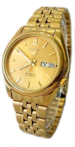 Seiko 5 Classic Mens Size Gold Dial & Plated Stainless Steel Strap Watch SNK366K1 - Diligence1International