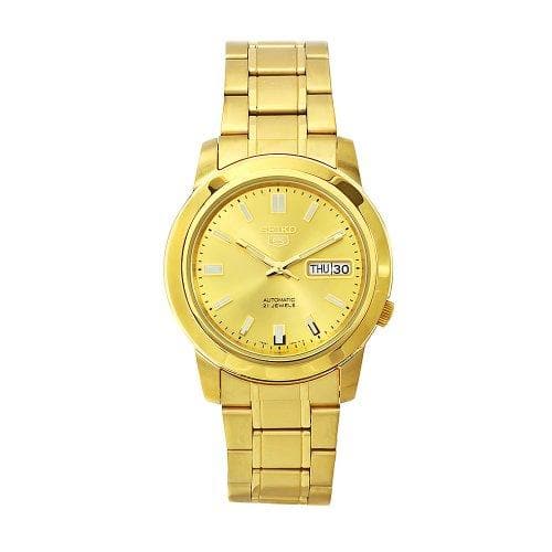 Seiko 5 Classic Mens Size Gold Dial & Plated Stainless Steel Strap Watch SNKK20K1 - Diligence1International