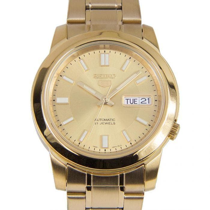 Seiko 5 Classic Mens Size Gold Dial & Plated Stainless Steel Strap Watch SNKK20K1 - Diligence1International