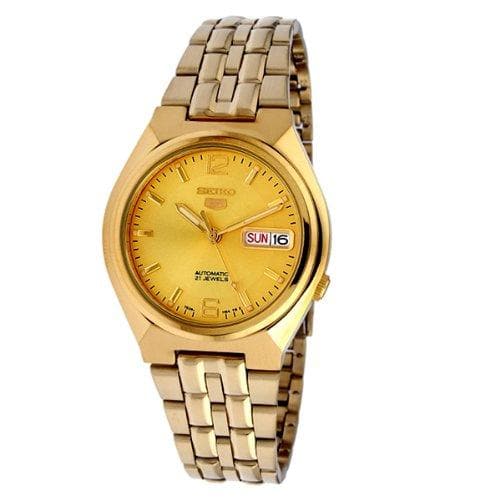 Seiko 5 Classic Mens Size Gold Dial & Plated Stainless Steel Strap Watch SNKL64K1 - Diligence1International