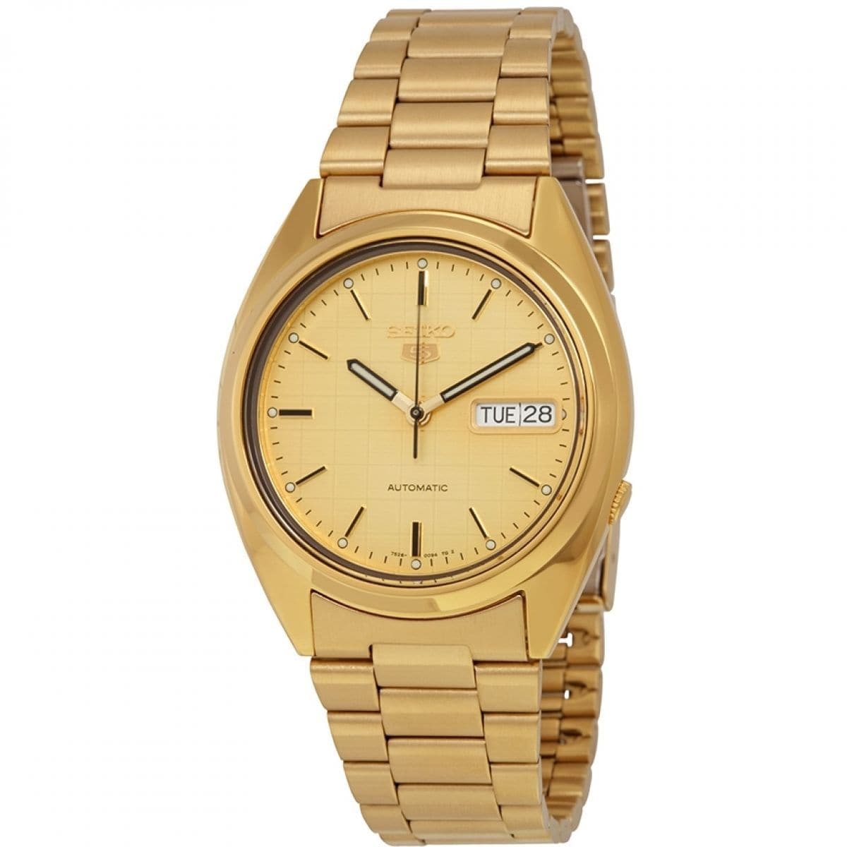 Seiko 5 Classic Mens Size Gold Dial & Plated Stainless Steel Strap Watch SNXL72K1 - Diligence1International