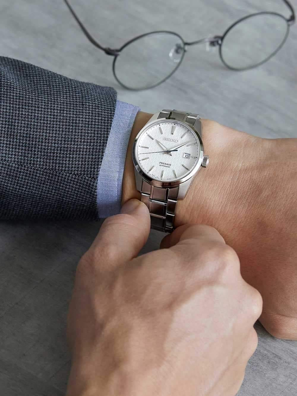 Seiko JAPAN Made Presage Sharp Edged Series Shironeri White Men's Stainless Steel Watch SPB165J1 - Diligence1International