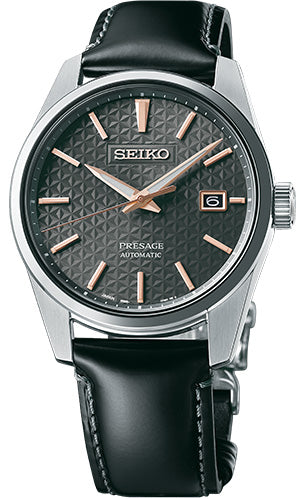 Seiko Japan Made Presage Sharp Edged Series Sumi-Iro Black Men's Leather Strap Watch SPB231J1