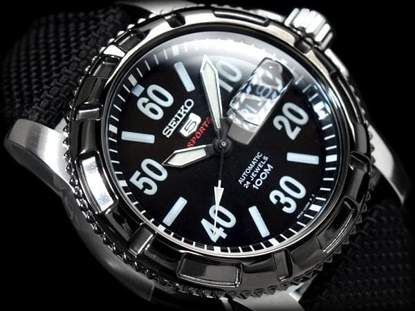 Seiko 5 Sports Military 100M Automatic Men's Watch Black Nylon Strap SRP219K1 - Diligence1International