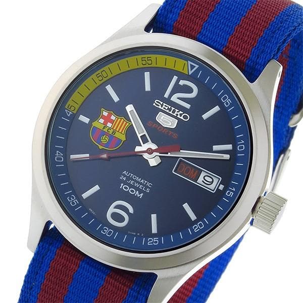 Seiko 5 Sports FC Barcelona 100M Blue Dial Men's Watch Nylon Strap SRP303K1 - Diligence1International