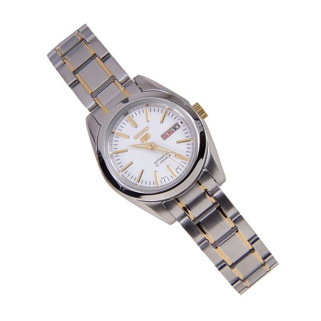 Seiko 5 Classic Ladies Size White Dial 2 Tone Gold Plated Stainless Steel Strap Watch SYMK19K1 - Diligence1International
