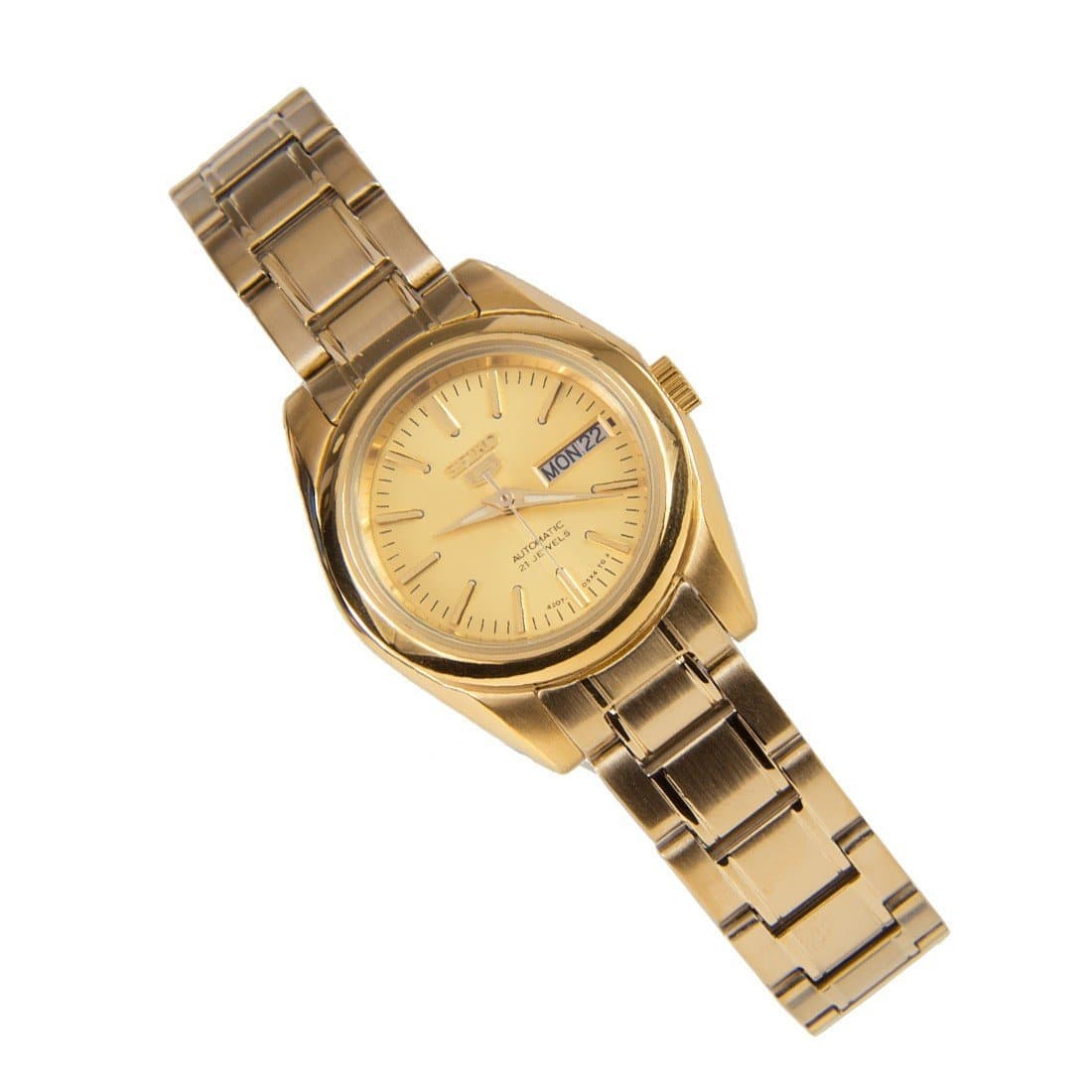 Seiko 5 Classic Ladies Size Gold Dial Gold Plated Stainless Steel Strap Watch SYMK20K1 - Diligence1International