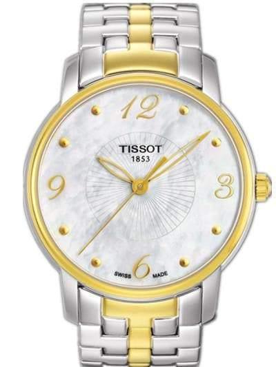 Tissot Swiss Made T-Round 2 Tone Gold Plated Ladies' MOP Watch T052.210.22.117.00 - Diligence1International