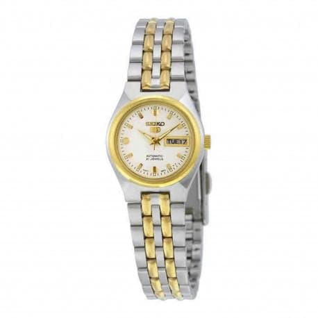 Seiko 5 Classic Ladies Size White Dial 2 Tone Gold Plated Stainless Steel Strap Watch SYMK44K1 - Diligence1International