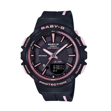 Casio Baby-G BGS Step Tracker Analog-Digital Black x Pink Accents Watch BGS100RT-1ADR - Diligence1International