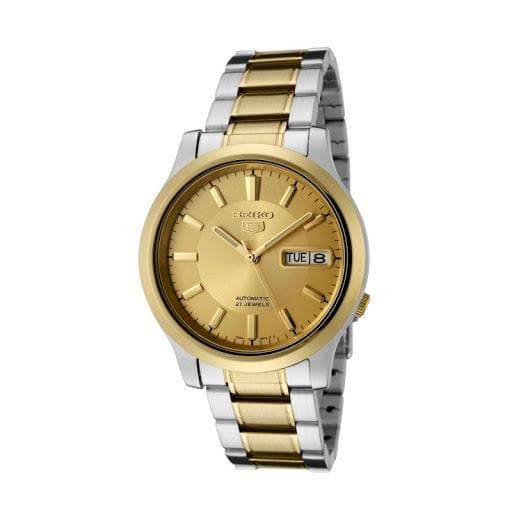 Seiko 5 Classic Mens Size Gold Dial 2 Tone Gold Plated Stainless Steel Strap Watch SNK792K1 - Diligence1International