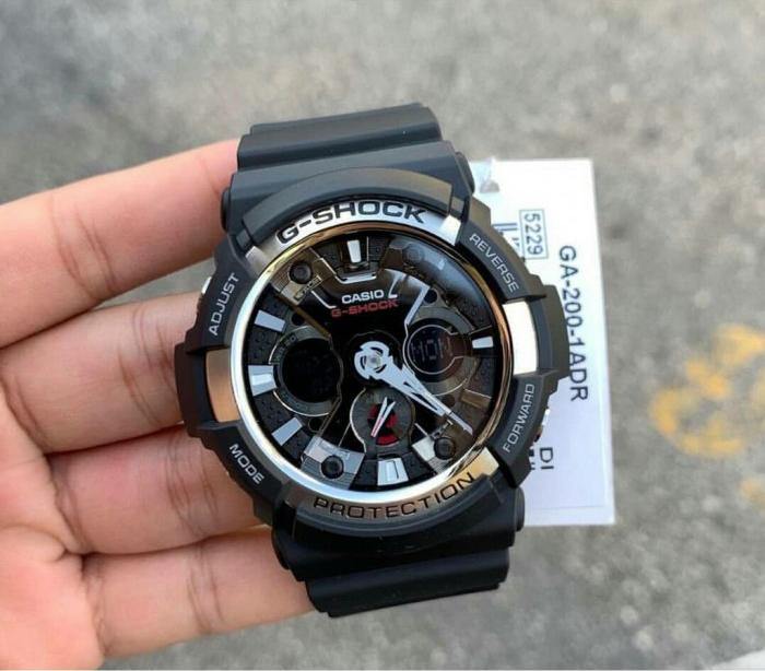 Casio G-Shock Standard Anadigi Black x Metallic Bezel Grey Accents Watch GA200-1ADR - Diligence1International