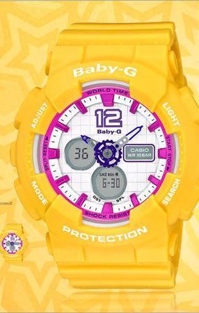 Casio Baby-G BA120 Analog-Digital Yellow x Pink Accents White Dial Watch BA120-9BDR - Diligence1International